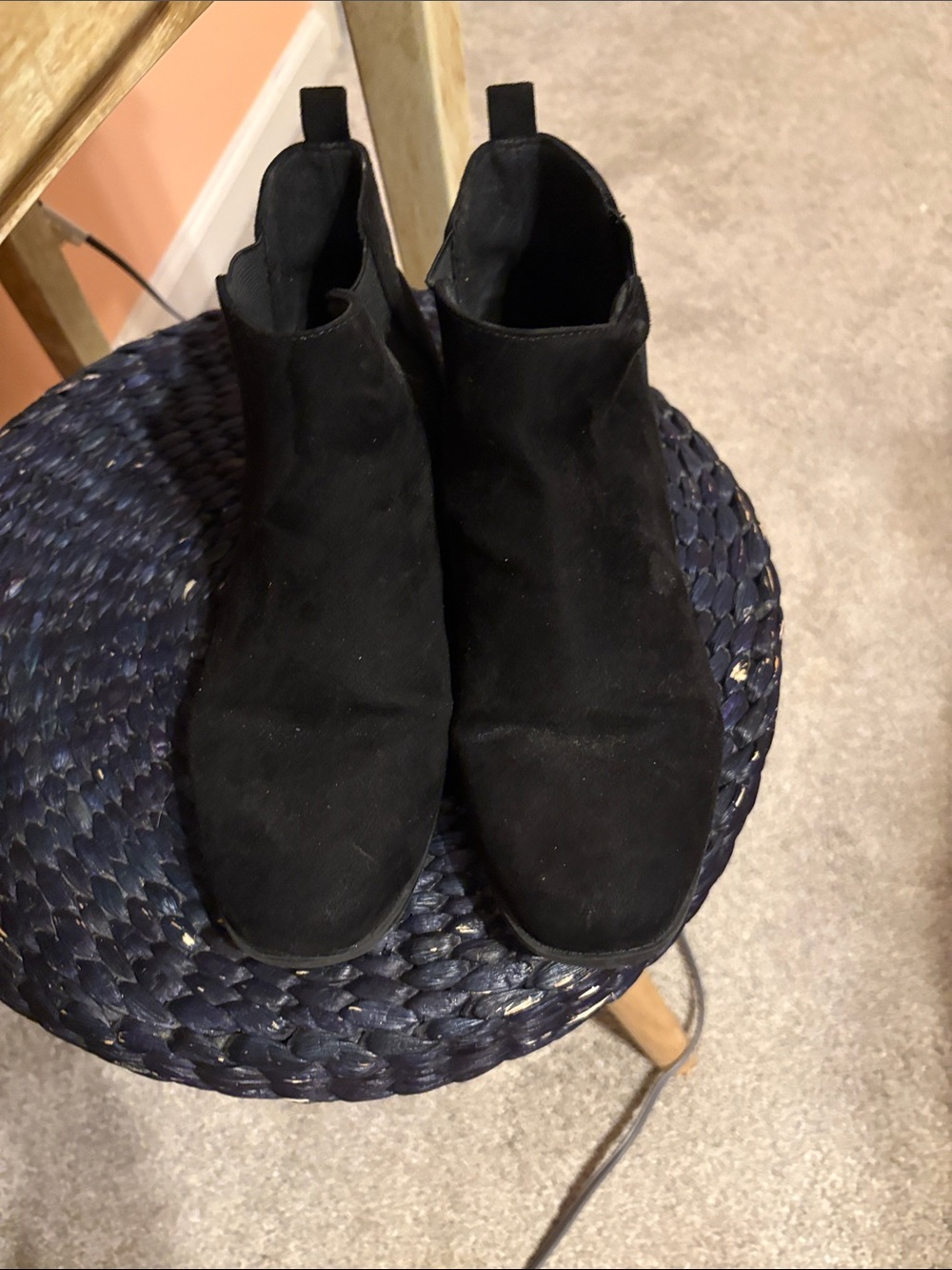 Old Navy Black Suede Chelsea Booties